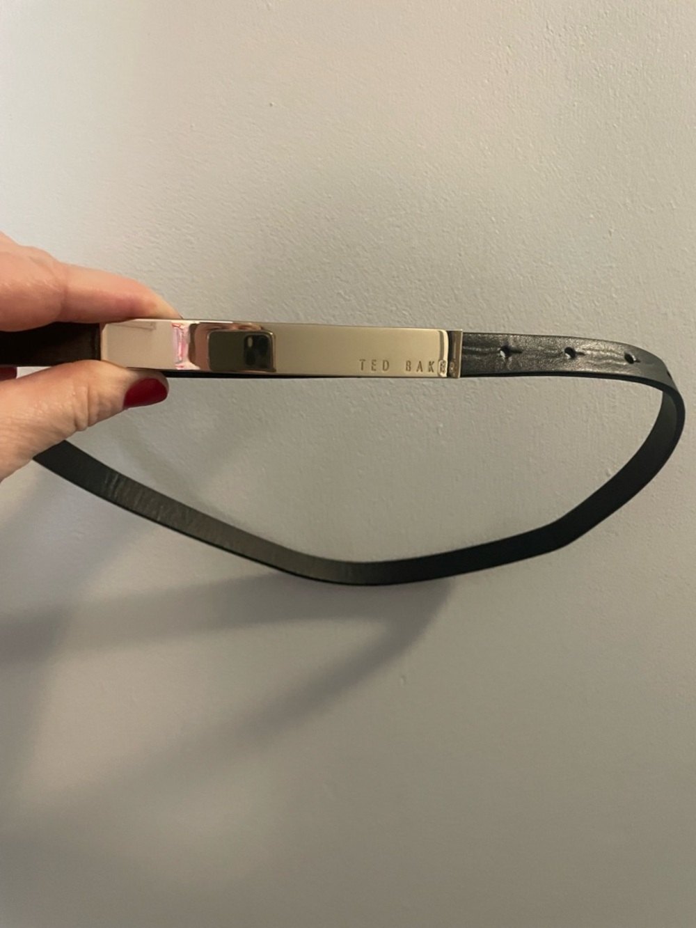 Ted Baker Black Leather Waist Belt with Gold Plate